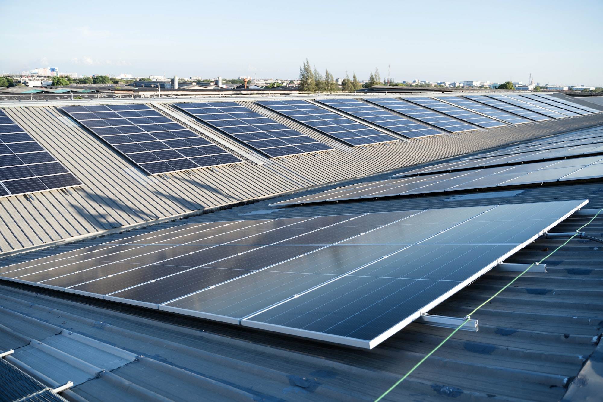 Photovoltaic power plant on a roof.